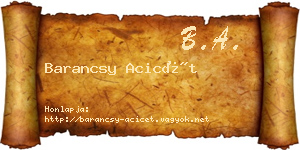Barancsy Acicét névjegykártya